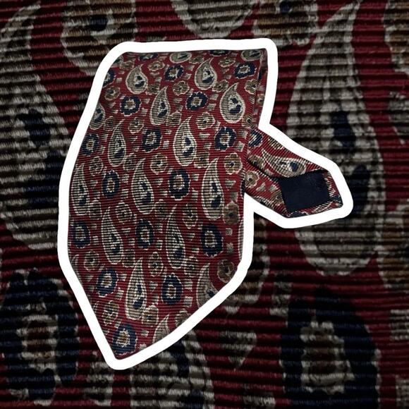 Vintage Brooks Brothers Makers Tie Paisley Floral Red Blue USA Silk Necktie - Picture 1 of 6